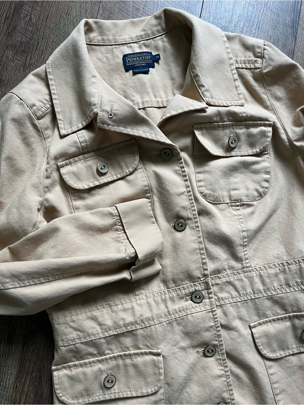 Pendleton Utility Jacket Women Tan Safari Jacket Button Front size medium - Picture 4 of 15